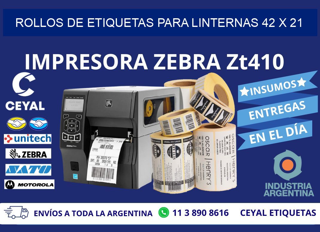 ROLLOS DE ETIQUETAS PARA LINTERNAS 42 x 21