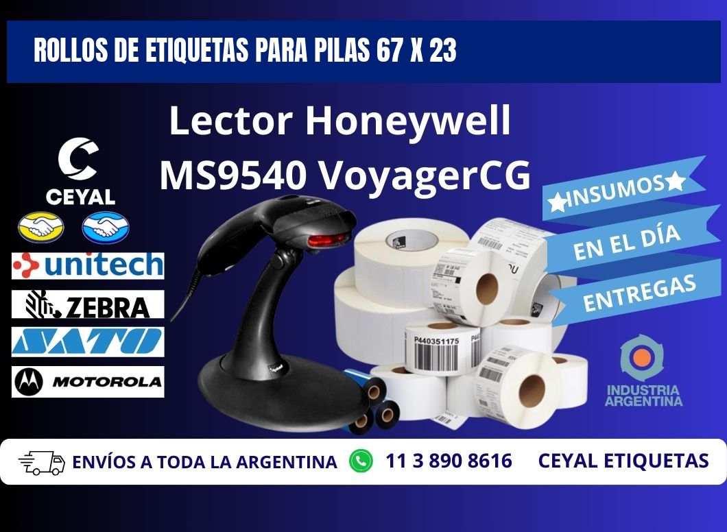 ROLLOS DE ETIQUETAS PARA PILAS 67 x 23
