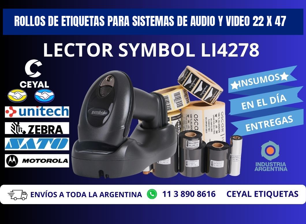 ROLLOS DE ETIQUETAS PARA SISTEMAS DE AUDIO Y VIDEO 22 x 47
