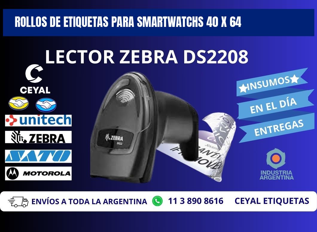 ROLLOS DE ETIQUETAS PARA SMARTWATCHS 40 x 64