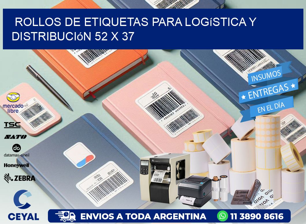 Rollos de Etiquetas para Logística y Distribución 52 x 37