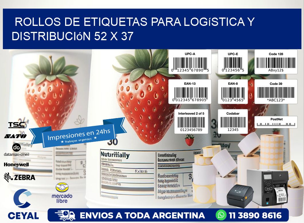 Rollos de Etiquetas para Logística y Distribución 52 x 37