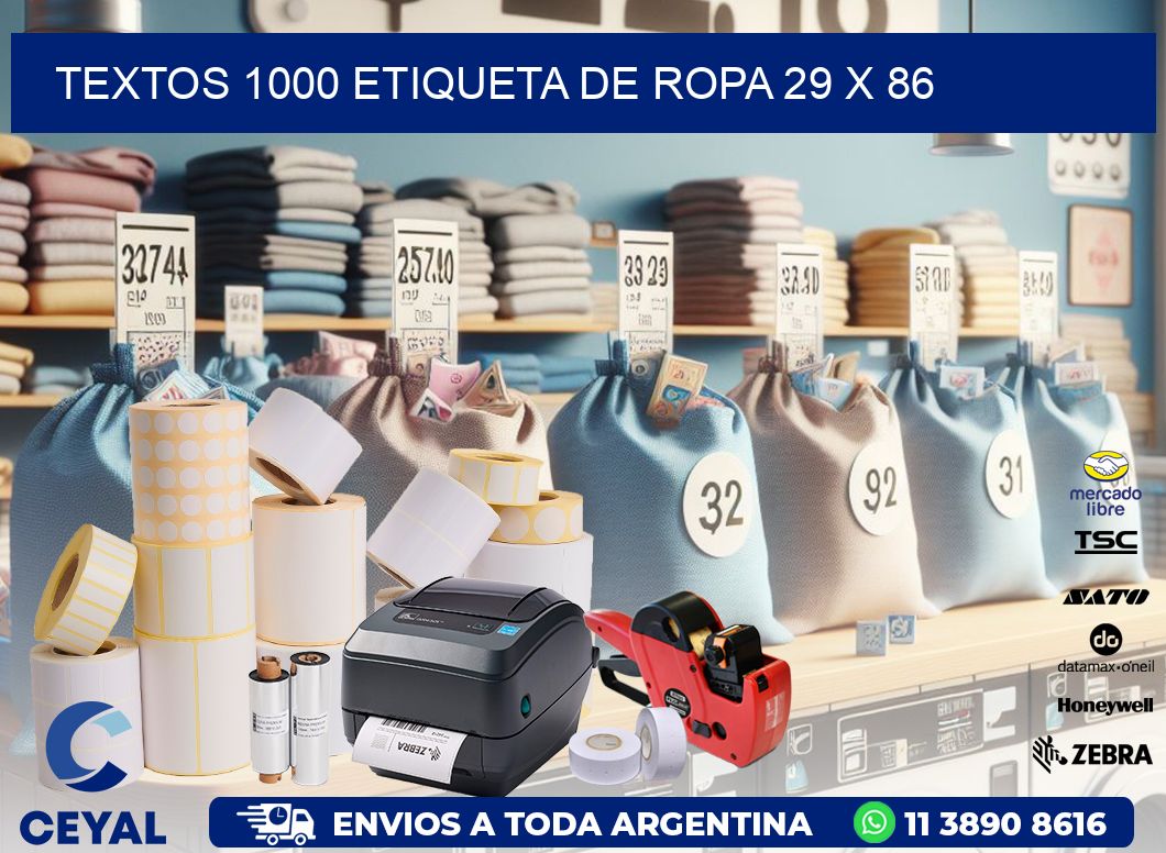 TEXTOS 1000 ETIQUETA DE ROPA 29 x 86