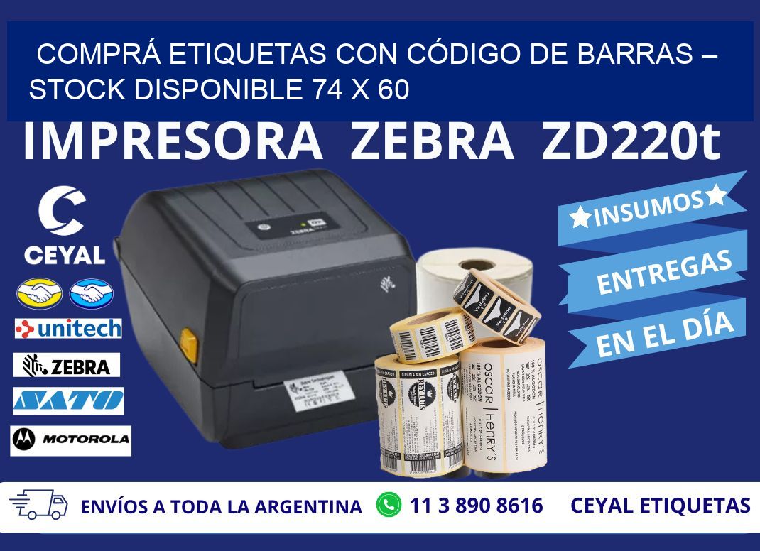 COMPRÁ ETIQUETAS CON CÓDIGO DE BARRAS – STOCK DISPONIBLE 74 x 60