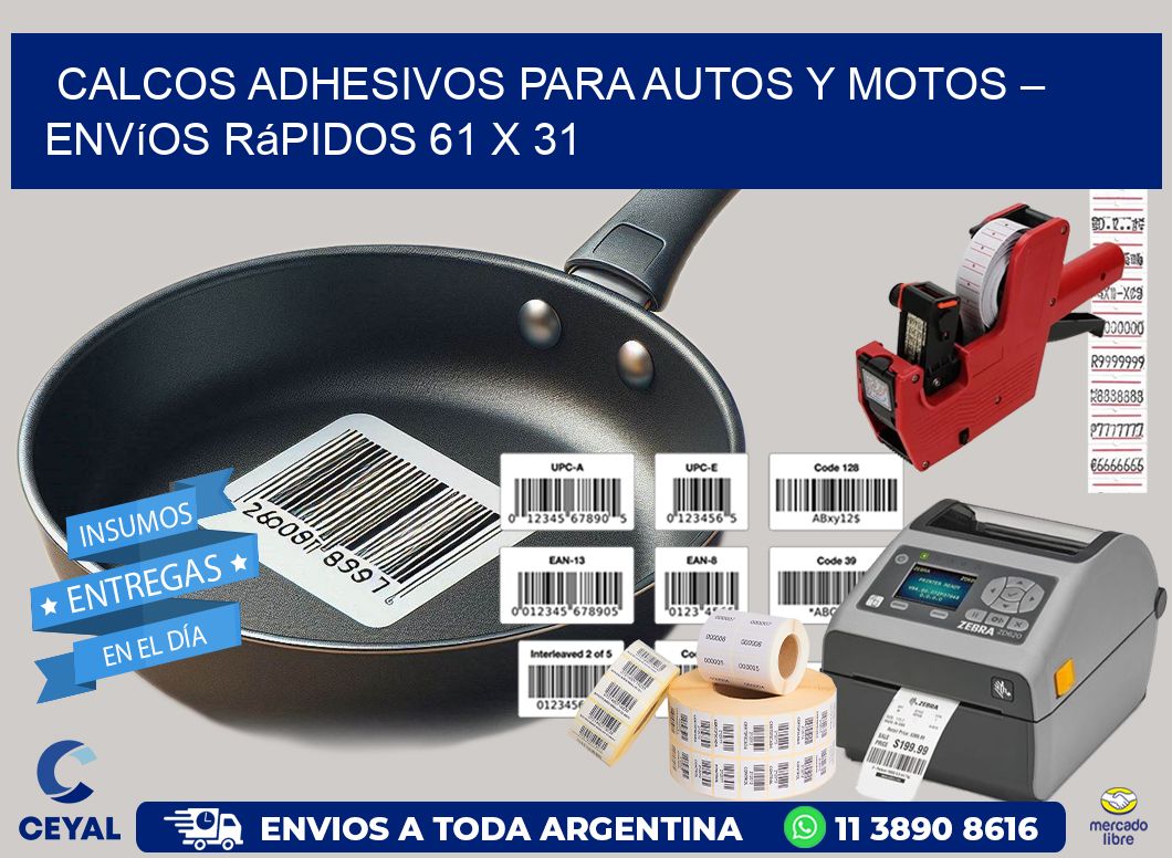 Calcos Adhesivos para Autos y Motos – Envíos Rápidos 61 x 31