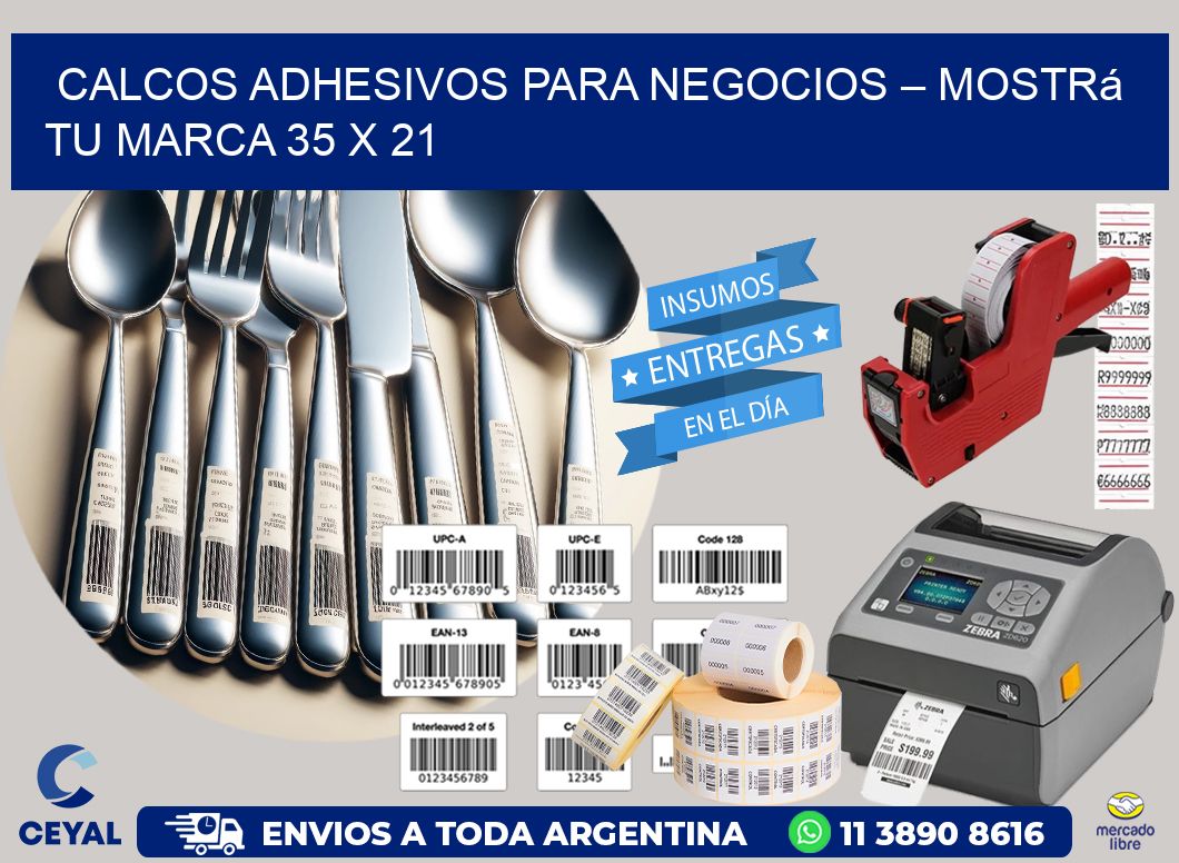 Calcos Adhesivos para Negocios – Mostrá Tu Marca 35 x 21