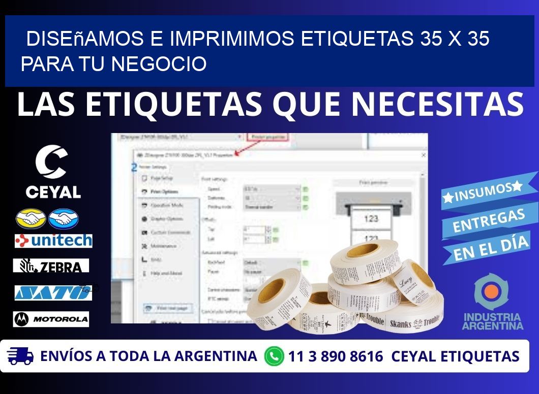 Diseñamos e Imprimimos Etiquetas 35 x 35 para tu Negocio