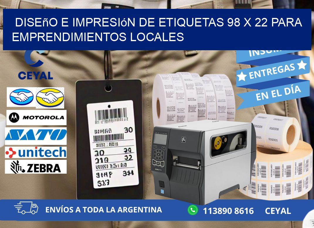 Diseño e Impresión de Etiquetas 98 x 22 para Emprendimientos Locales