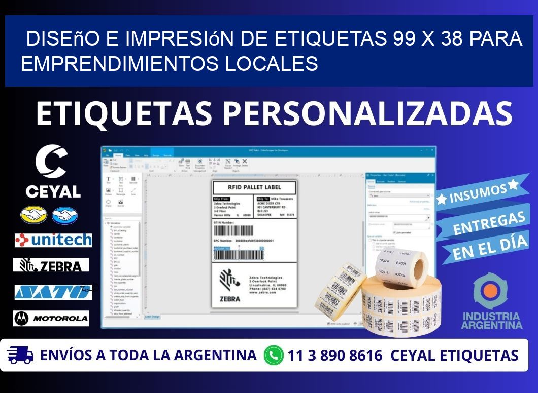 Diseño e Impresión de Etiquetas 99 x 38 para Emprendimientos Locales