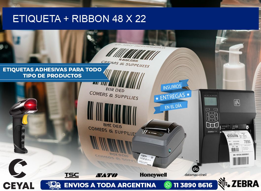 ETIQUETA + RIBBON 48 x 22