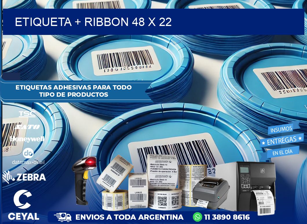 ETIQUETA + RIBBON 48 x 22