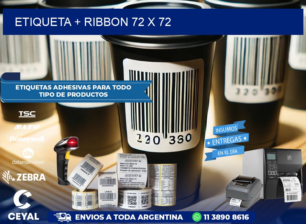 ETIQUETA + RIBBON 72 x 72