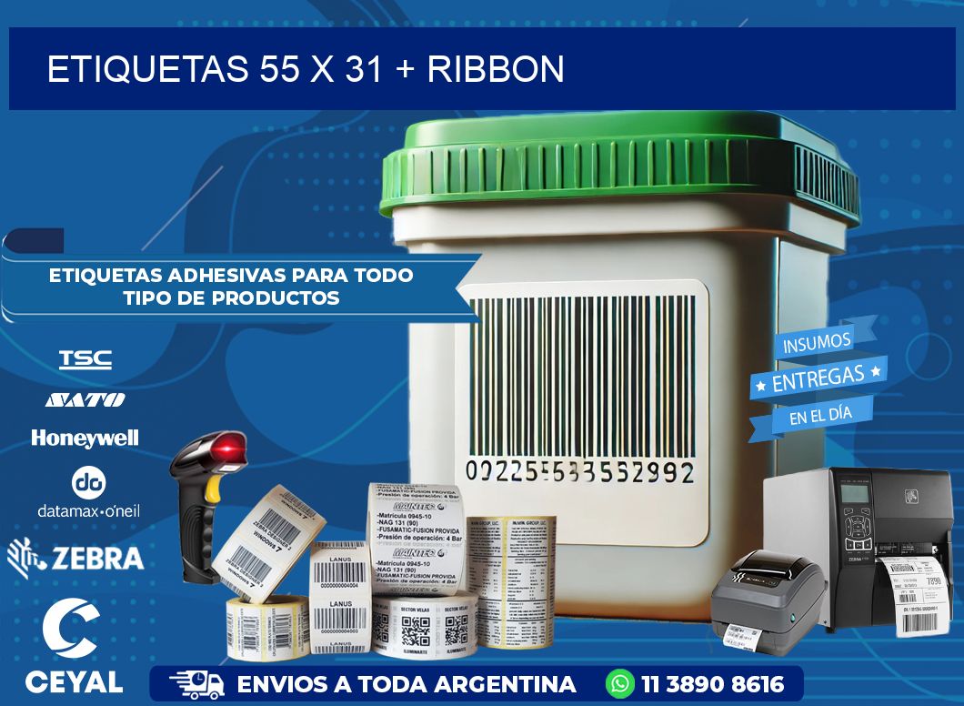 ETIQUETAS 55 x 31 + RIBBON