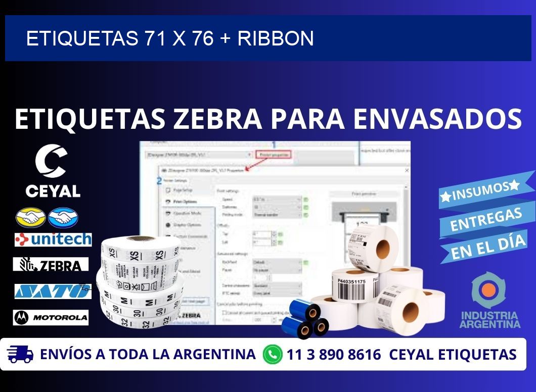 ETIQUETAS 71 x 76 + RIBBON