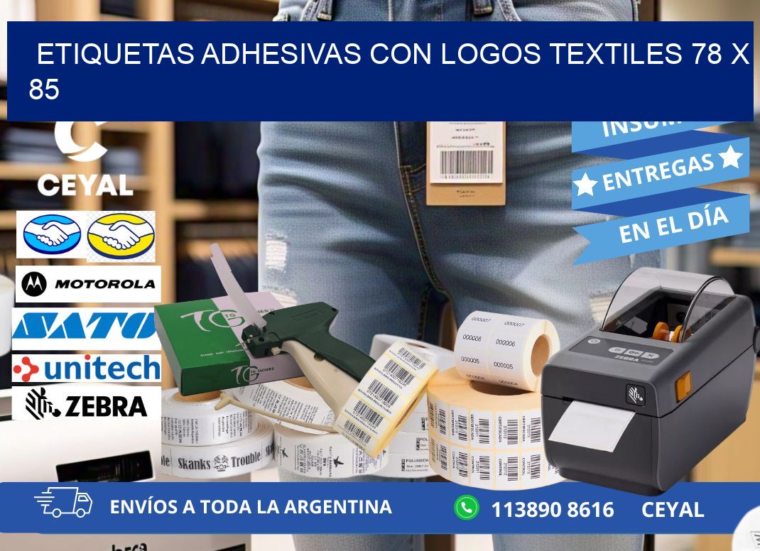 ETIQUETAS ADHESIVAS CON LOGOS TEXTILES 78 x 85