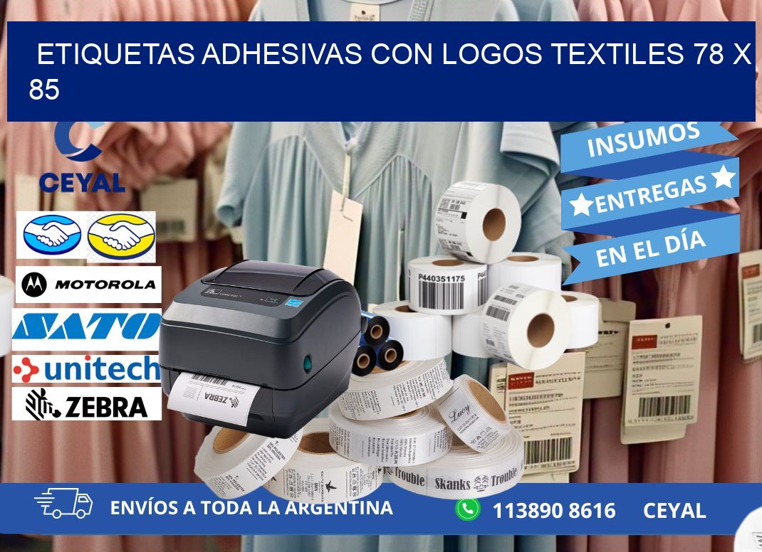 ETIQUETAS ADHESIVAS CON LOGOS TEXTILES 78 x 85