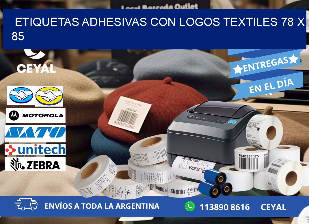 ETIQUETAS ADHESIVAS CON LOGOS TEXTILES 78 x 85