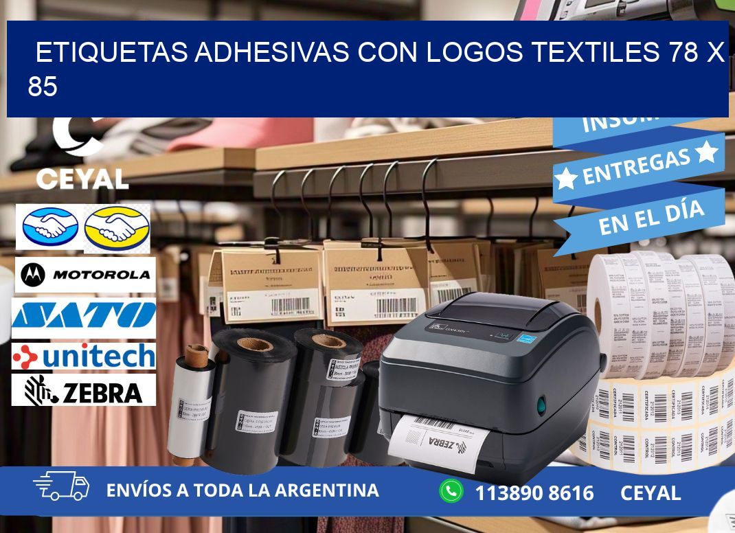 ETIQUETAS ADHESIVAS CON LOGOS TEXTILES 78 x 85