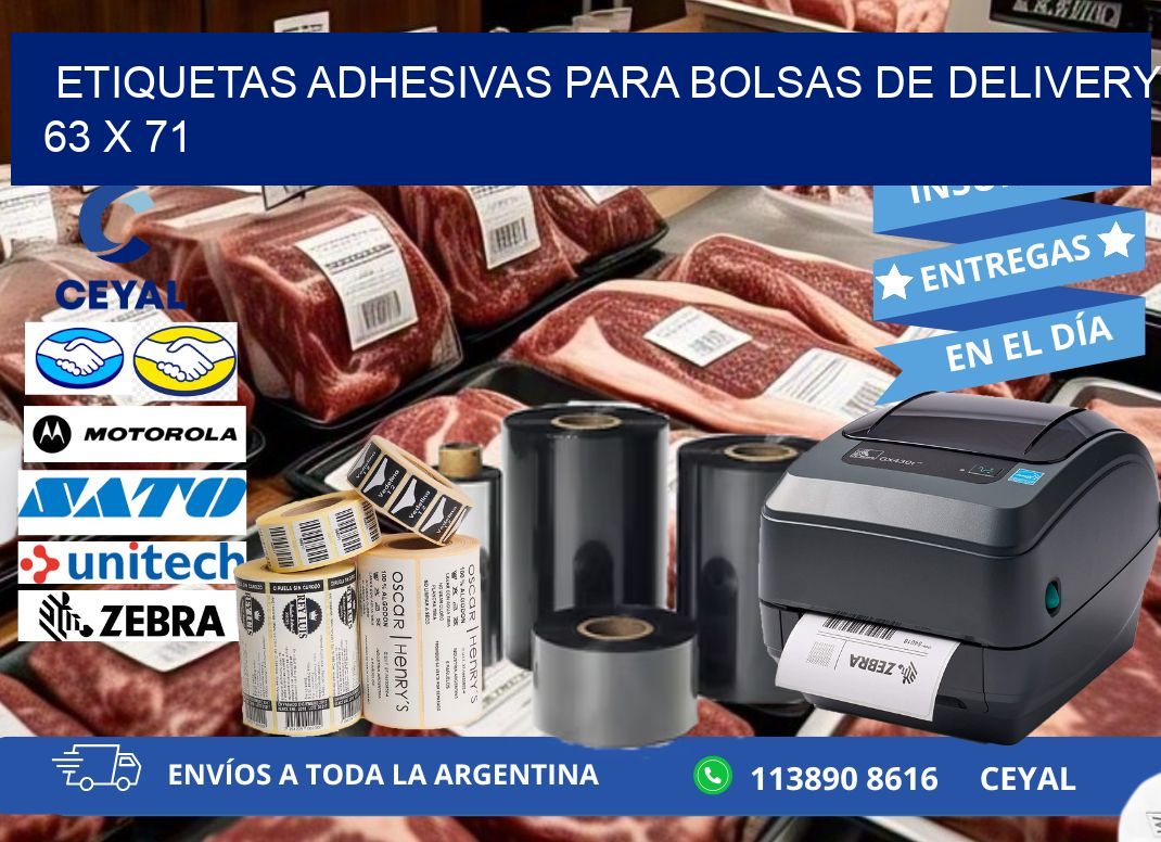 ETIQUETAS ADHESIVAS PARA BOLSAS DE DELIVERY 63 x 71