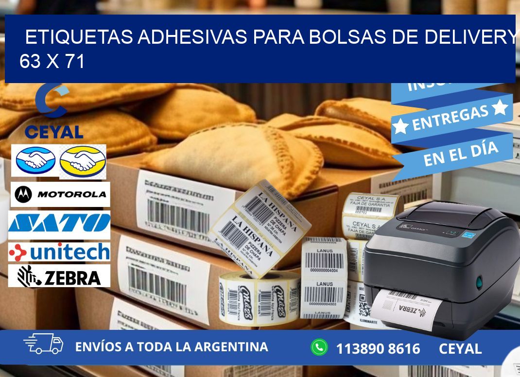 ETIQUETAS ADHESIVAS PARA BOLSAS DE DELIVERY 63 x 71