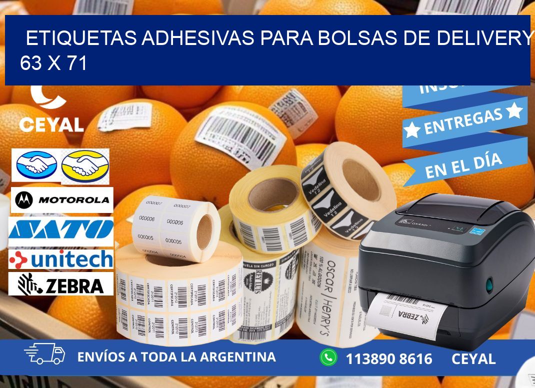 ETIQUETAS ADHESIVAS PARA BOLSAS DE DELIVERY 63 x 71