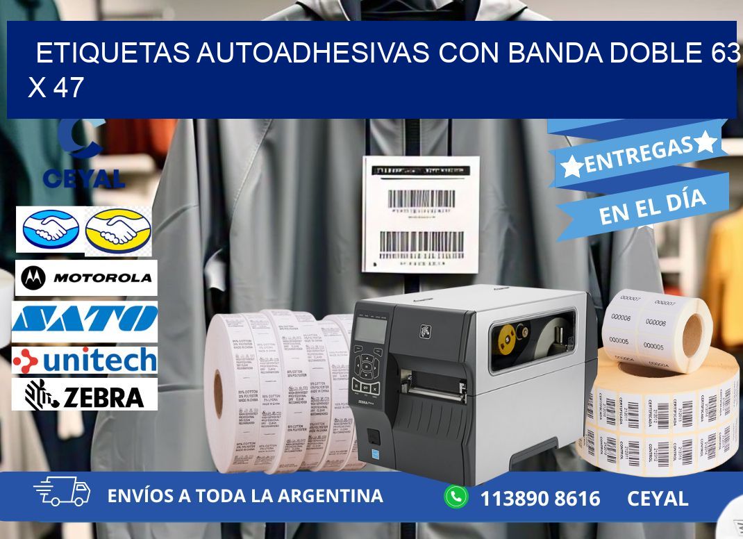 ETIQUETAS AUTOADHESIVAS CON BANDA DOBLE 63 x 47