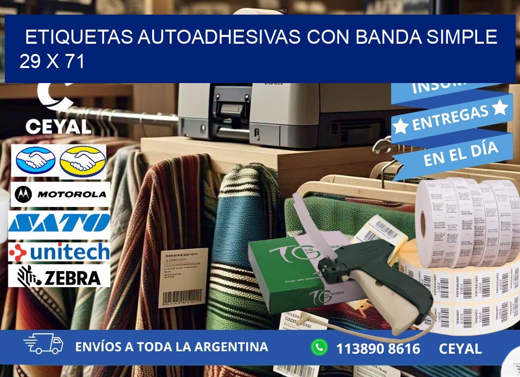 ETIQUETAS AUTOADHESIVAS CON BANDA SIMPLE 29 x 71