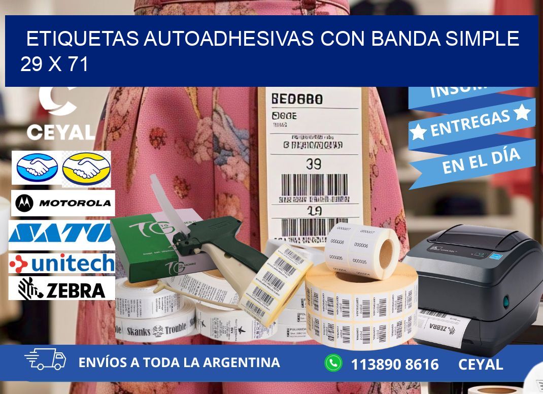 ETIQUETAS AUTOADHESIVAS CON BANDA SIMPLE 29 x 71