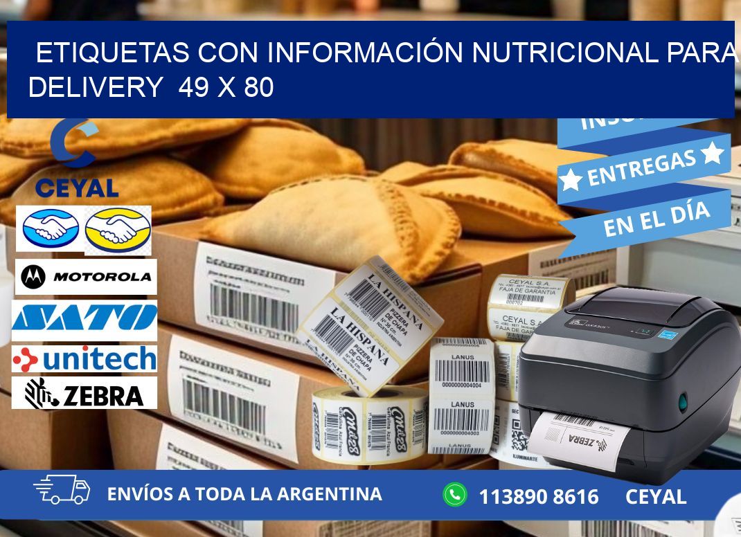 ETIQUETAS CON INFORMACIÓN NUTRICIONAL PARA DELIVERY  49 x 80