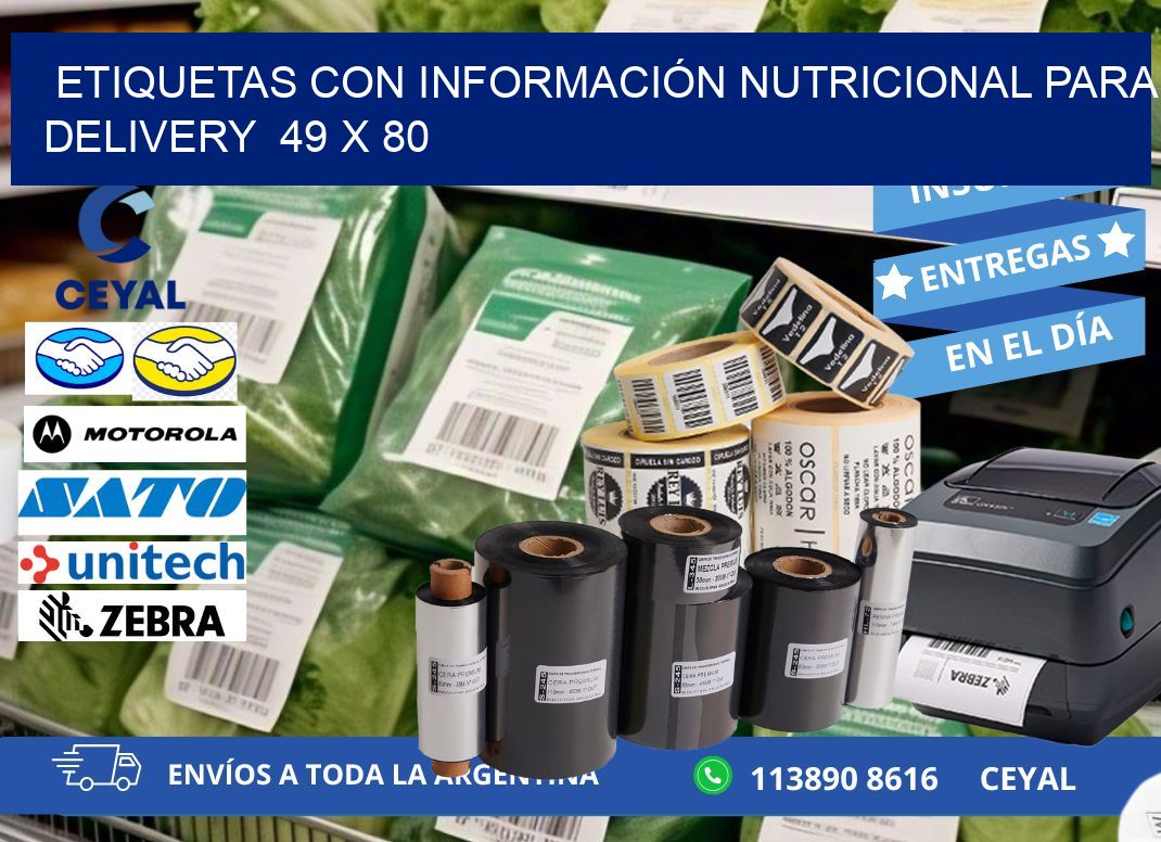 ETIQUETAS CON INFORMACIÓN NUTRICIONAL PARA DELIVERY  49 x 80