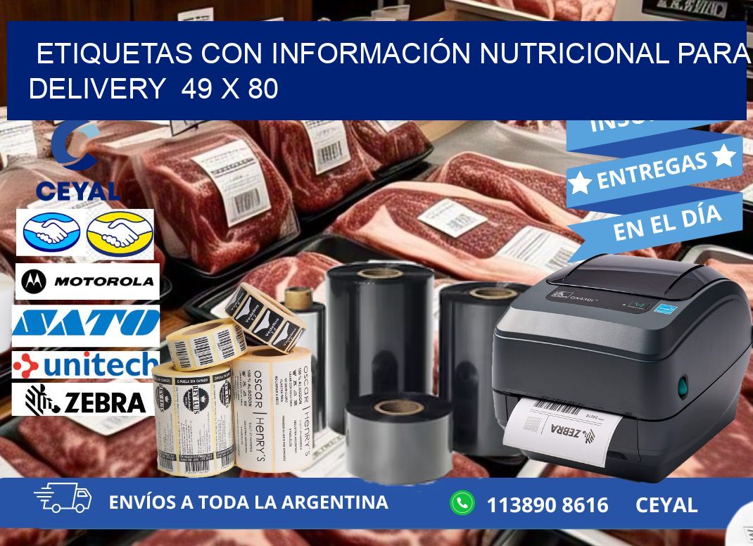 ETIQUETAS CON INFORMACIÓN NUTRICIONAL PARA DELIVERY  49 x 80