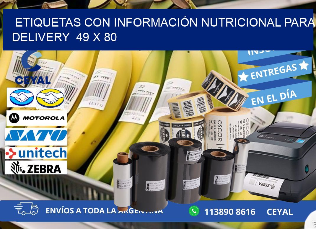 ETIQUETAS CON INFORMACIÓN NUTRICIONAL PARA DELIVERY  49 x 80