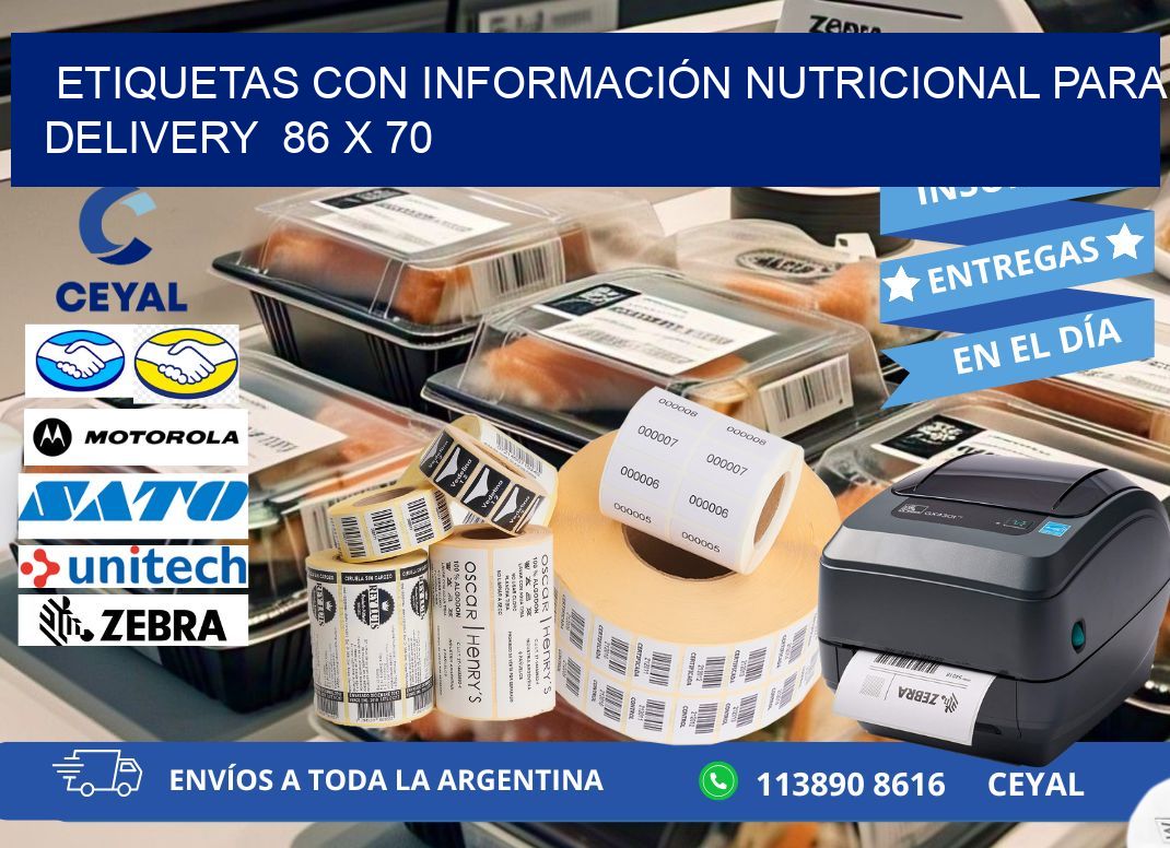 ETIQUETAS CON INFORMACIÓN NUTRICIONAL PARA DELIVERY  86 x 70