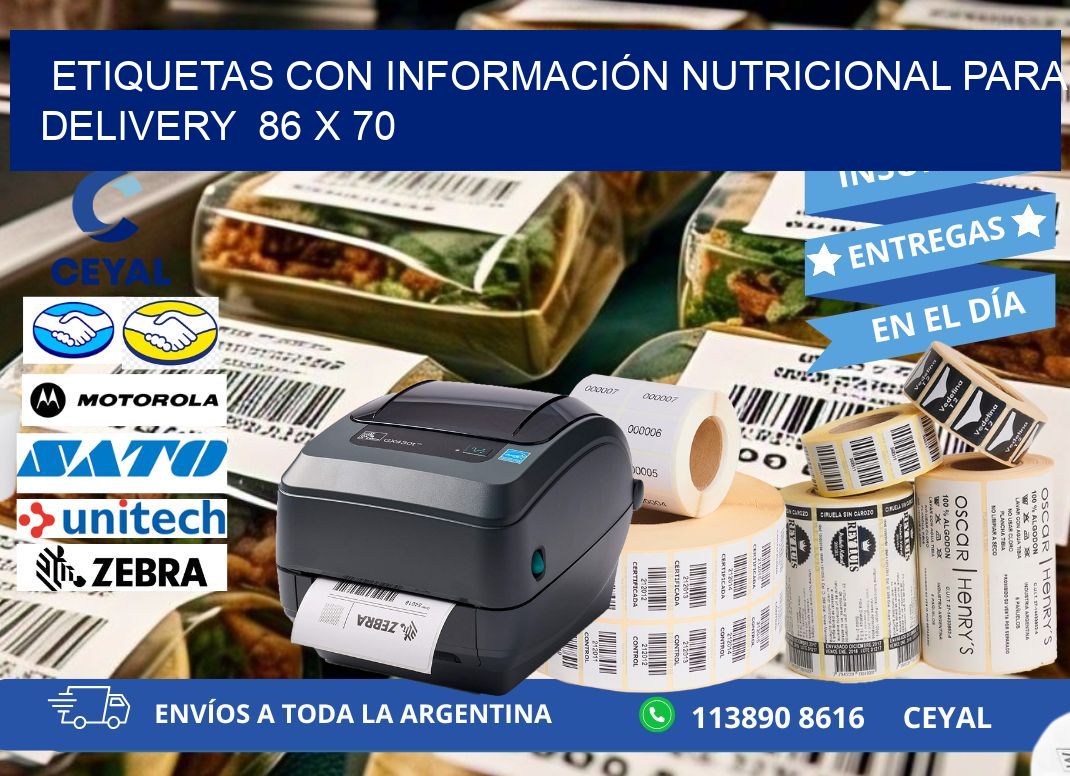 ETIQUETAS CON INFORMACIÓN NUTRICIONAL PARA DELIVERY  86 x 70