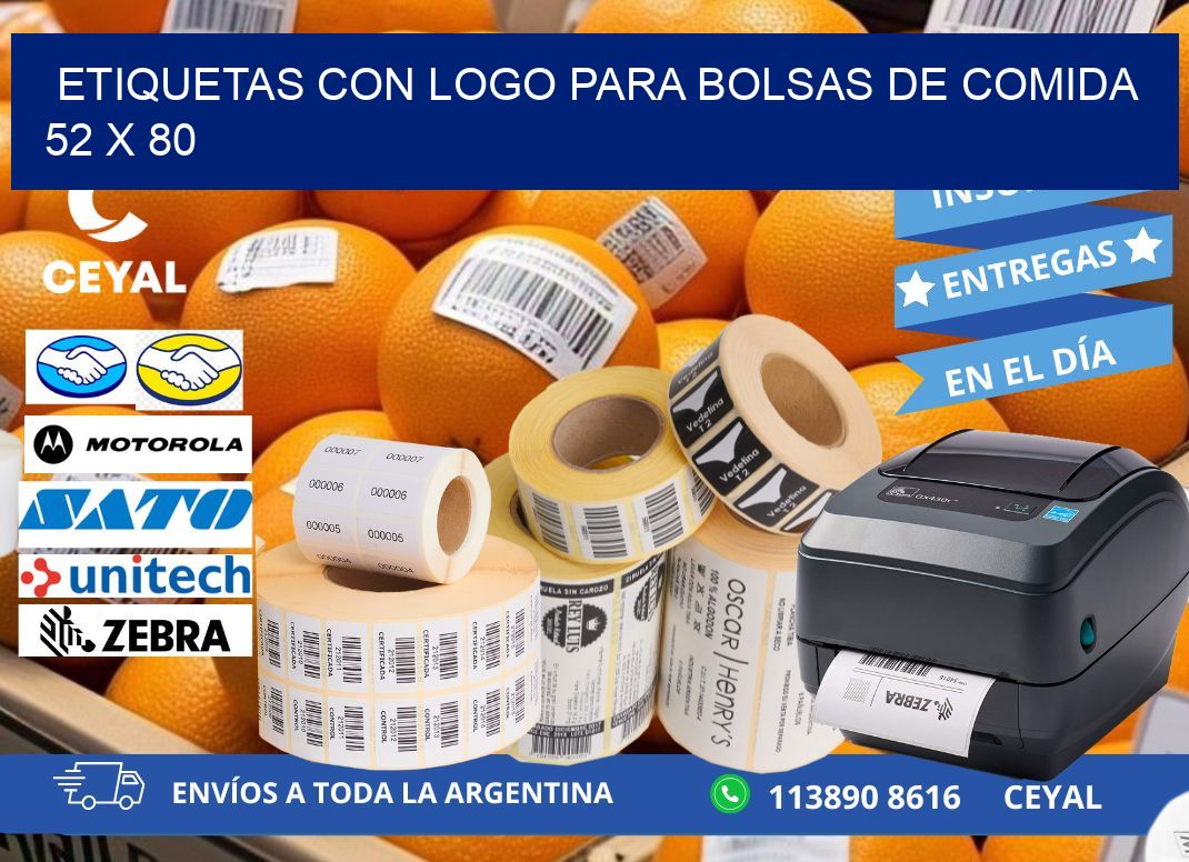 ETIQUETAS CON LOGO PARA BOLSAS DE COMIDA  52 x 80