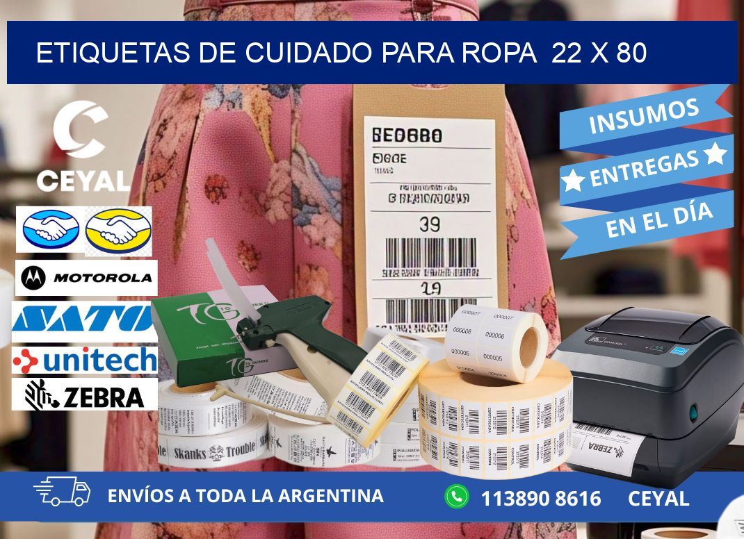 ETIQUETAS DE CUIDADO PARA ROPA  22 x 80