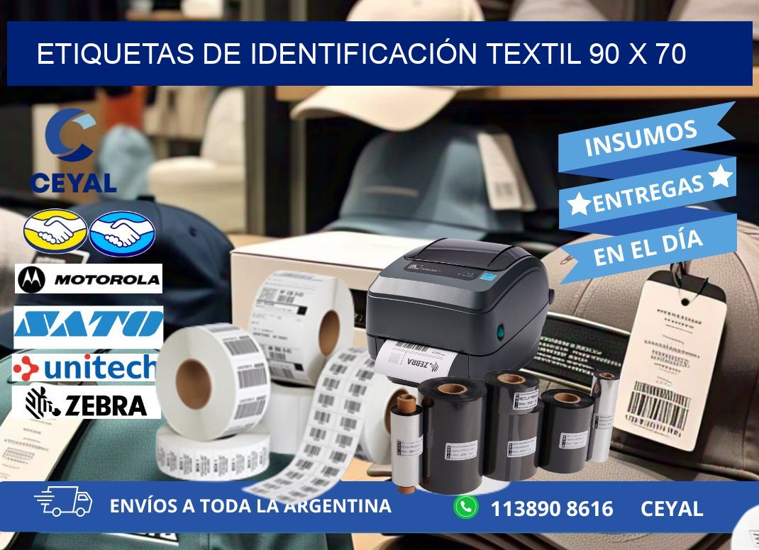 ETIQUETAS DE IDENTIFICACIÓN TEXTIL 90 x 70