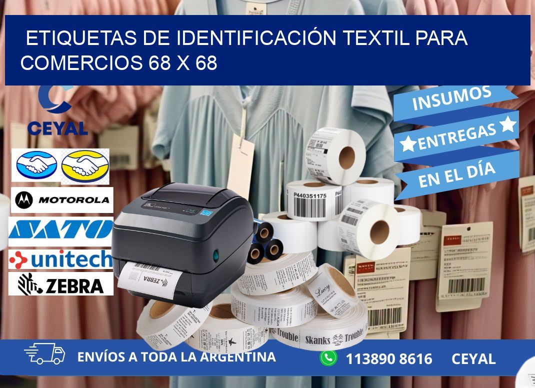 ETIQUETAS DE IDENTIFICACIÓN TEXTIL PARA COMERCIOS 68 x 68