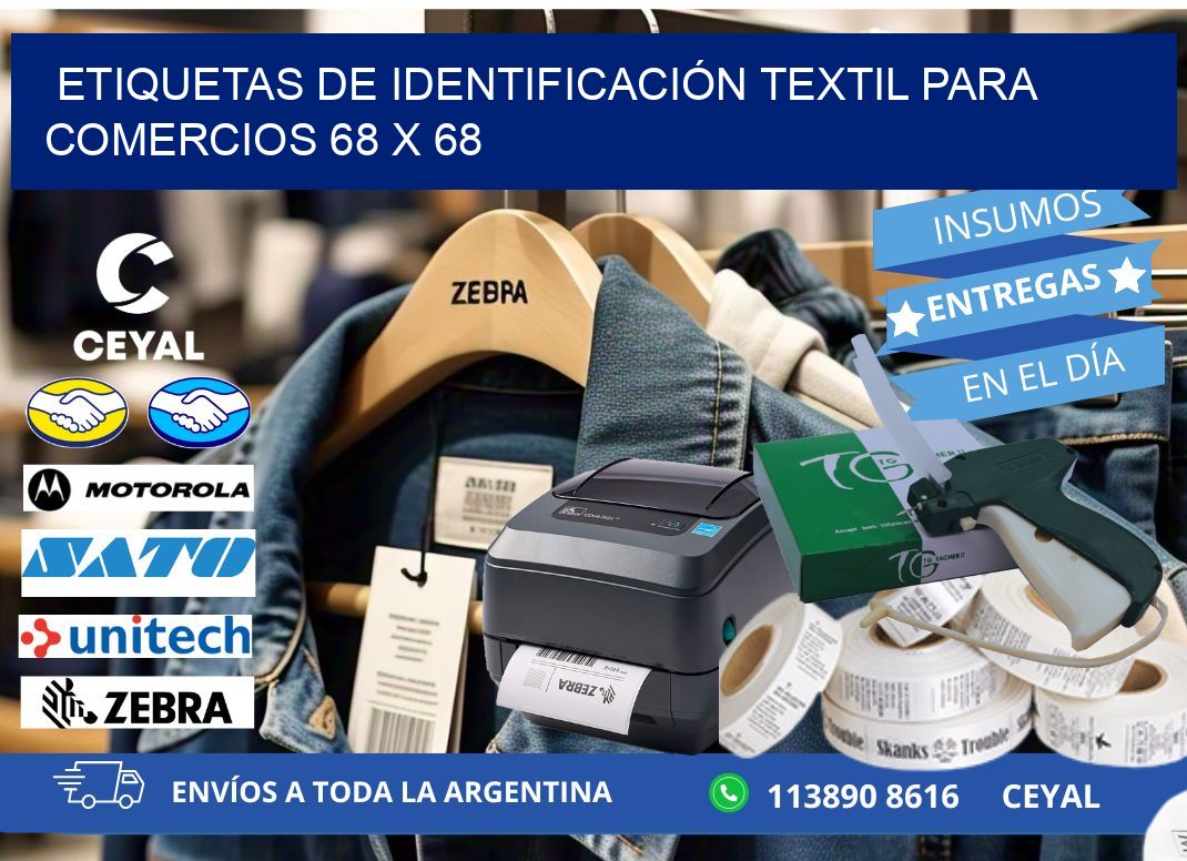 ETIQUETAS DE IDENTIFICACIÓN TEXTIL PARA COMERCIOS 68 x 68