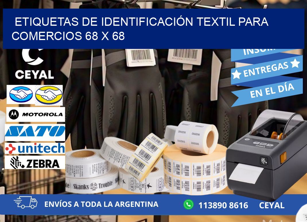 ETIQUETAS DE IDENTIFICACIÓN TEXTIL PARA COMERCIOS 68 x 68