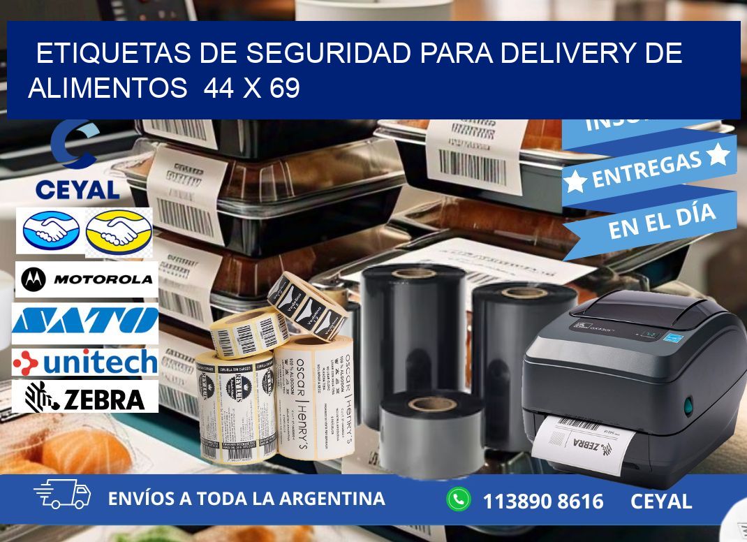 ETIQUETAS DE SEGURIDAD PARA DELIVERY DE ALIMENTOS  44 x 69