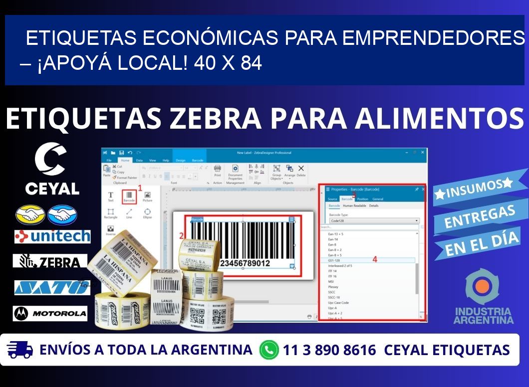 ETIQUETAS ECONÓMICAS PARA EMPRENDEDORES – ¡APOYÁ LOCAL! 40 x 84