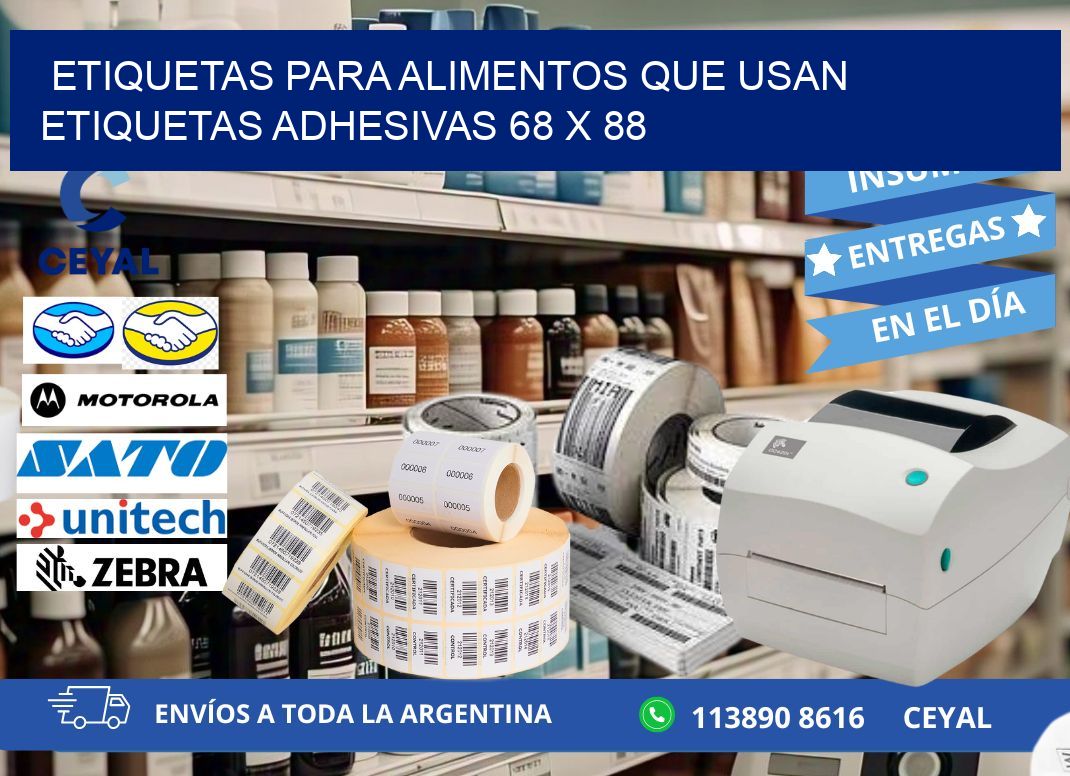 ETIQUETAS PARA ALIMENTOS QUE USAN ETIQUETAS ADHESIVAS 68 x 88
