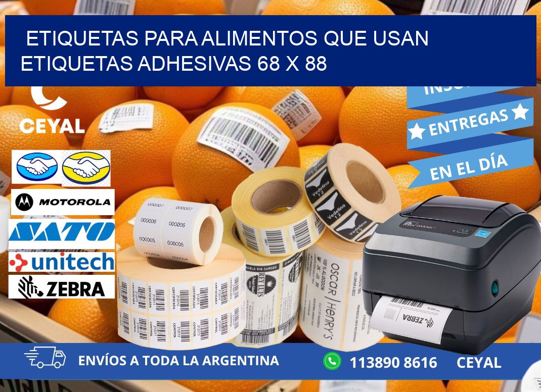 ETIQUETAS PARA ALIMENTOS QUE USAN ETIQUETAS ADHESIVAS 68 x 88