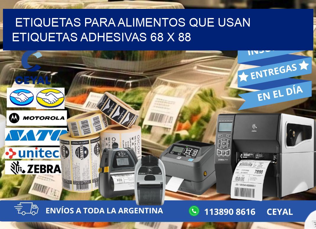 ETIQUETAS PARA ALIMENTOS QUE USAN ETIQUETAS ADHESIVAS 68 x 88
