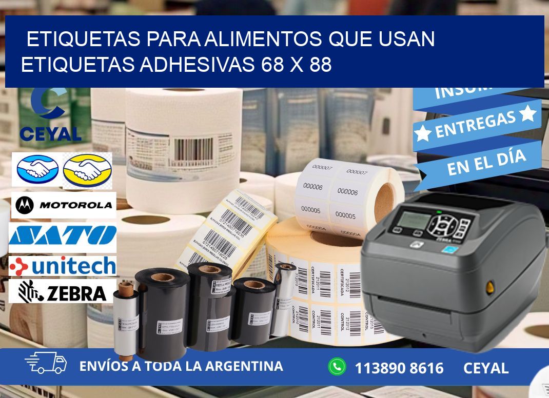 ETIQUETAS PARA ALIMENTOS QUE USAN ETIQUETAS ADHESIVAS 68 x 88