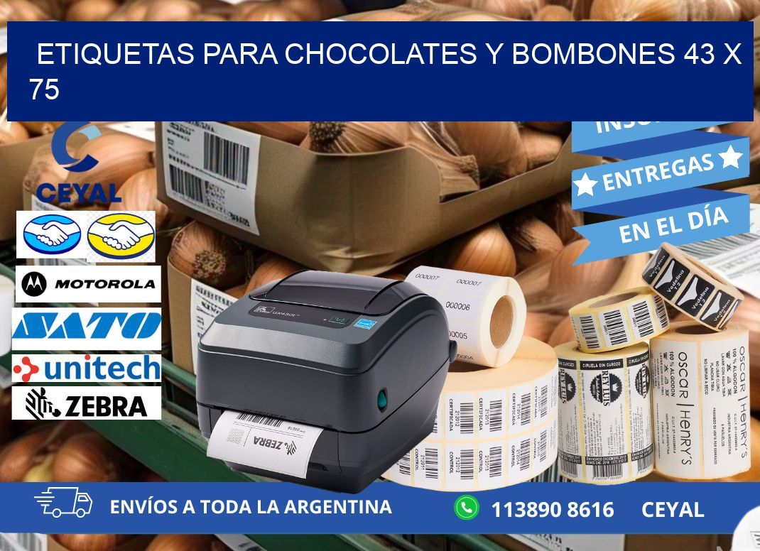 ETIQUETAS PARA CHOCOLATES Y BOMBONES 43 x 75