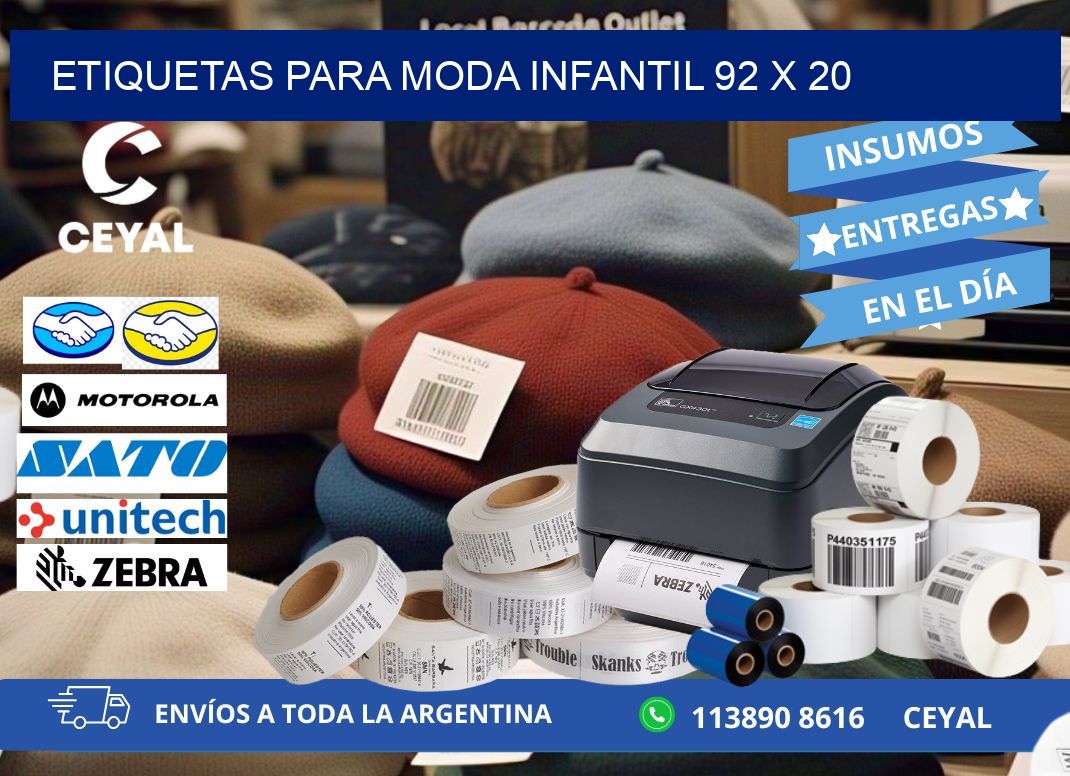 ETIQUETAS PARA MODA INFANTIL 92 x 20