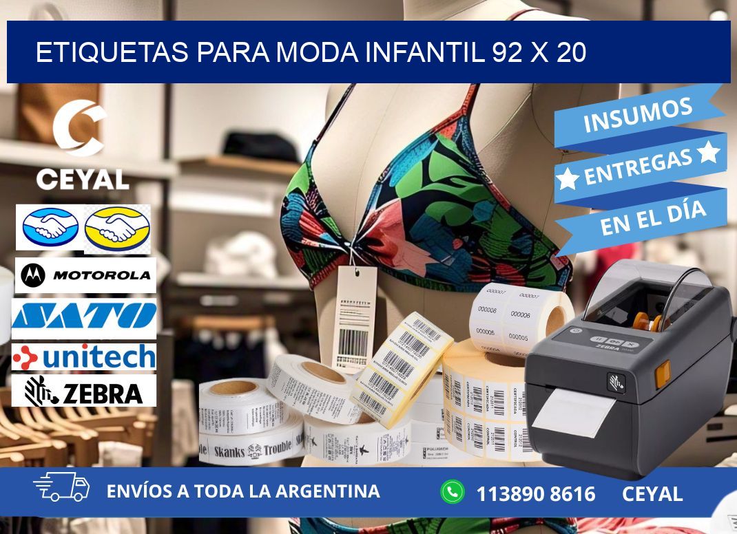 ETIQUETAS PARA MODA INFANTIL 92 x 20