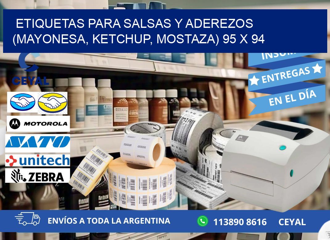 ETIQUETAS PARA SALSAS Y ADEREZOS (MAYONESA, KETCHUP, MOSTAZA) 95 x 94
